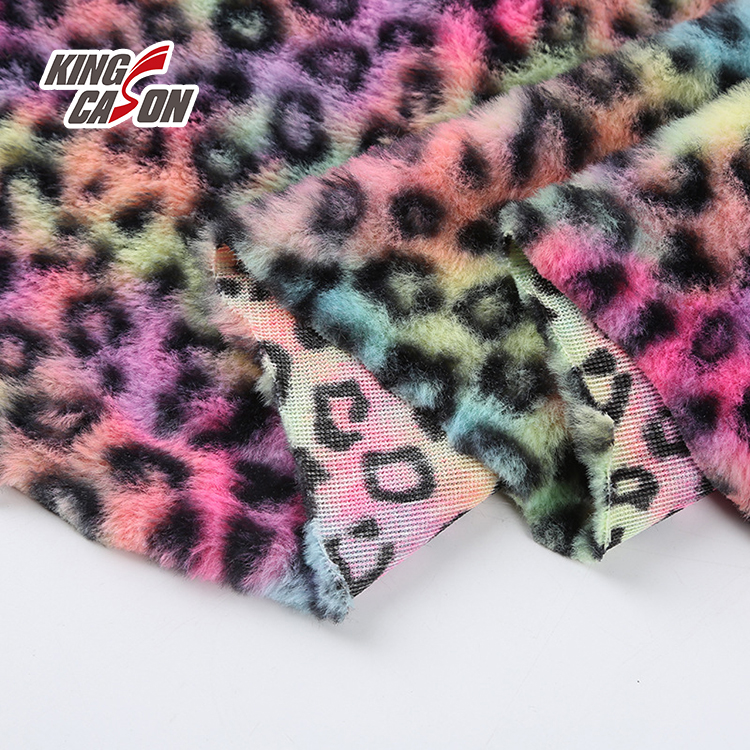 Fashion Leopard Tie Dyeing 20mm Faux Fur Fabric 