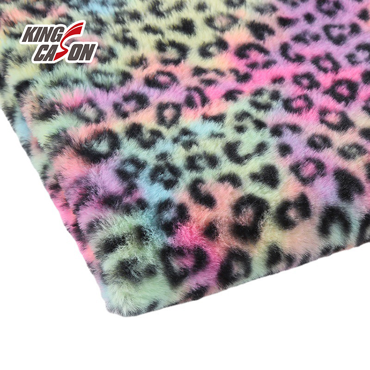 Fashion Leopard Tie Dyeing 20mm Faux Fur Fabric 