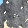 Dark Grey Star Moon Glow in The Dark Flannel Fleece Fabric 
