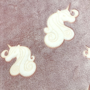Unicorn Print Pink Glow in The Dark Flannel Fleece Fabric 