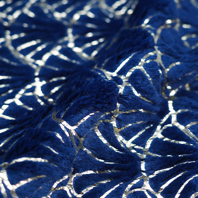 Hot Stamping Blue Faux Fur Fabric