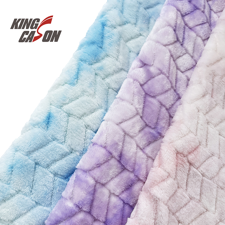 Polyester One Side Jacquard Tie Dyeing Flannel Fleece Fabric for Blankets